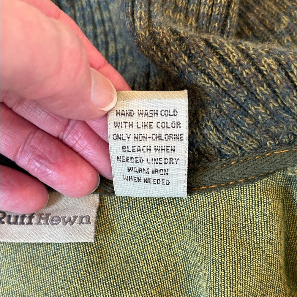Ruff Hewn Olive Green Hooded Zip Cardigan Jacket - Picture 9 of 12